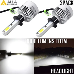 Alla Lighting H1 8000lm COB-LED High/Low Beam Headlight Bulbs Lamps Xenon White - Picture 1 of 5