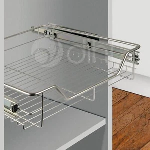 3 x 500MM PULL OUT WIRE BASKET KITCHEN LARDER BASE UNIT CUPBOARD DRAWER - Picture 1 of 3