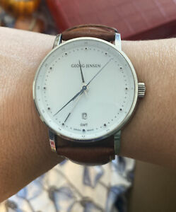 Georg Jensen Men's Dual Time Watch # 519 - White Dial - KOPPEL