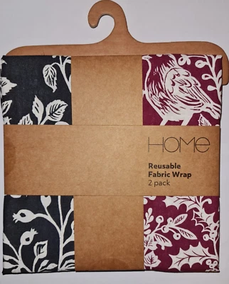 Reusable Gift Wrap 65cm Fabric Square Cloth - Eco Friendly Wrapping (2 Pack)