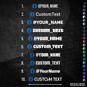 Facebook Custom Text Sans Serif Stile 2-Ton Aufkleber - viele Farben & Größen - Bild 1 von 26