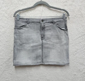 H M Women Skirt 8 Gray Cotton Blend Low Rise Straight Pencil Fit Mini Denim - Picture 1 of 18