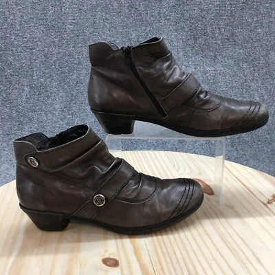 Rieker Boots Womens 41 Ankle Bootie Brown Comfort Casual Round Toe Cuban Heels - Image 1 of 4