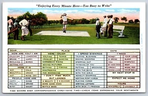 Comic ~ Beschäftigte Golfer Zeit sparen Korrespondenzkarte ~ Golfer Abschläge ~ 1920er Postkarte - Bild 1 von 2