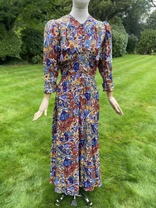 VTG DROOPY & BROWNS ANGELA HOLMES Boho Autumn Floral MAXI DRESS M - Picture 1 of 6