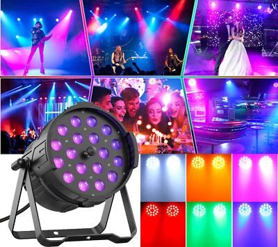 6 in 1 dj Lights 324W 18 LED Par Light DMX512 RGBWA + UV Disco Party Concert BAR - Image 1 of 4
