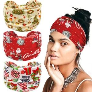 Christmas Headband for Women Snowman & Santa Claus Elastic Hair Bands 3PCS - Picture 1 of 7