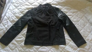  Giacca donna Tommy Hilfiger ecopelle nera jeans zip taglia large nuova con etichetta - Foto 1 di 2