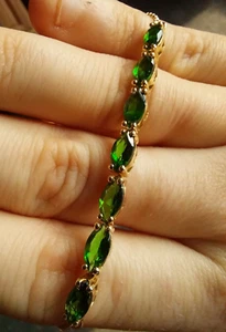 Gemporia Chrome Diopside Midas Gold Plated Sterling Silver Slider Bracelet - Picture 1 of 5