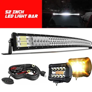 Roof 52'' IN CURVED LED Light Bar Spot Flood Combo Driving Offroad For Truck SUV - Picture 1 of 8