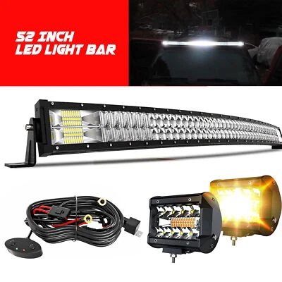 Roof 52'' IN CURVED LED Light Bar Spot Flood Combo Driving Offroad For Truck SUV - Imagem 1 de 4