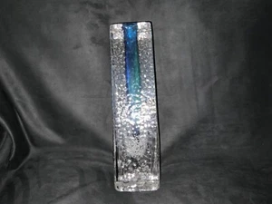 * BUZZ BLODGETT BLAUE KONTROLLIERTE BUBBLE ART GLASVASE - SIGNIERT UND DATIERT SCHÖN!!! - Bild 1 von 6