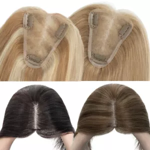 Damen 100% Remy Echthaar Topper Toupee Clip In Hair Toupet Haarteile Handgemacht - Bild 1 von 29