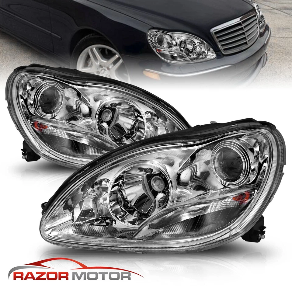 2000-2006 Projector Chrome Headlights For Mercedes Benz S-Class W220 - Image 1 of 4