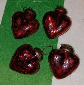 Vintage,Red Heart Kugels, Set of 4, Size Small, Made In Germany, preowned - Picture 1 of 11