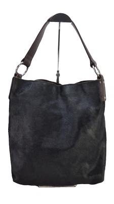 Maurizio Taiuti Tasche schwarz Schulter Kalb Ponyhaar Echtleder Shopper Beuteltasche - Bild 1 von 4
