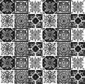 Wandfliesen Schwarz Weiß Patchwork Badezimmer Küchenfliesen Satz 30 Stück - Idan - Bild 1 von 9