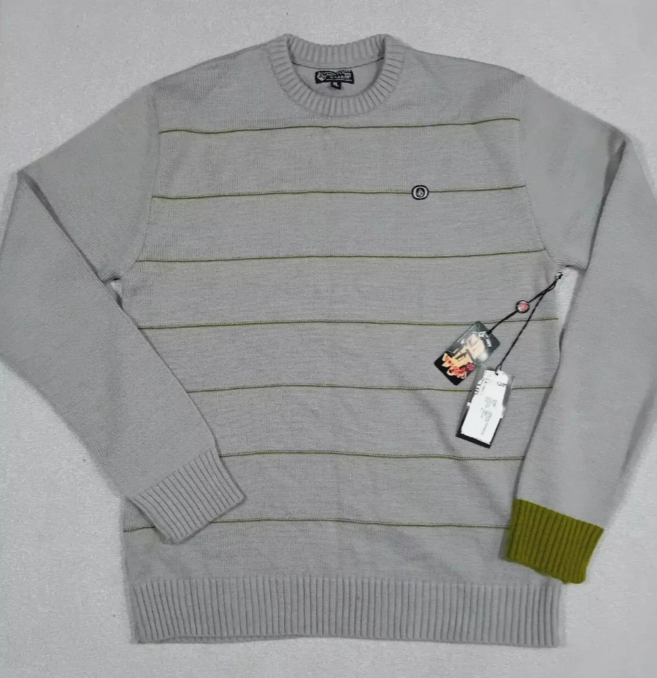 Vintage Volcom Vandal Wool Sweater Jumper Pullover Beige Grey Mens XL Y2K - Image 1 of 4