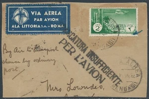1932 CIRENAICA USATO POSTA AEREA SOGGETTI AFRICANI 2 LIRE SU FRAMMENTO - P34 - Picture 1 of 1