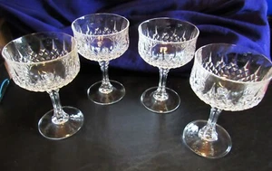 Juego de 4 copas de Sherbet champán de tallo largo de cristal corte diamante - Imagen 1 de 22