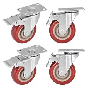 4 Inch Heavy Duty Swivel Caster Wheels with Brake Set of 4 Industrial Locking - Picture 1 of 8