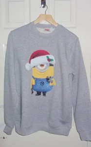 BNWT Primark mens DESPICABLE ME Christmas hat grey sweat top  - Picture 1 of 2