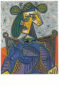 Tarjeta de arte: Pablo Picasso - Mujer sentada en la silla - Imagen 1 de 1
