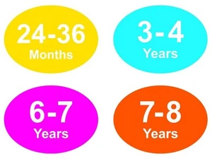 Coloured Baby & Childrens Garment Size Stickers - Sticky Labels - 6 - 7 Years - Picture 1 of 21
