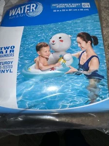 Water Sun&Fun Inflatable Baby Pool Float BEAR Kids Summer Beach Toy Gold Green - Picture 1 of 2