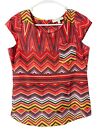 Olive & Oak Womens cap sleeve striped red blouse, size Extra Small (XS)