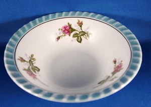 1 Soup Cereal Rice Bowl Yamatsu Floral Turquoise Pink Rose Flowers 7” Japan - Picture 1 of 7