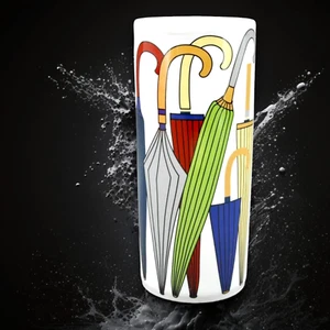 Umbrella Stand Ceramic Glazed 18" Round Tall Retro Classic Coloured Stick Holder - Picture 1 of 13