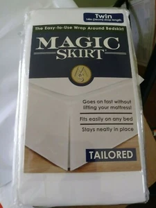 New in Bag Magic Skirt 14 inch Wrap Around Tailored Bed Skirt White Twin Size - Picture 1 of 11