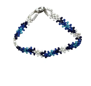Vintage Native American Bead Beaded Bracelet Handmade Child Wrist Blue Montana - Picture 1 of 6