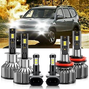 LED Headlight High Low Beam+Fog Light Bulbs Kit white For Kia Borrego 2009-2011 - Picture 1 of 12
