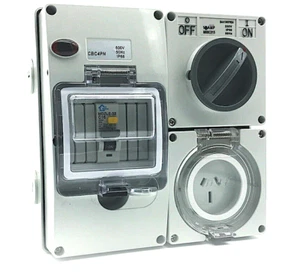 15AMP 4 Pole 3 Pin RCD Switch Socket Outlet Safety Switchboard IP66 Weatherproof - Imagen 1 de 11