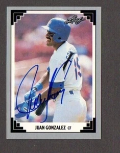 Juan Gonzalez 1991 Leaf authentic autographed card Rangers - Picture 1 of 1