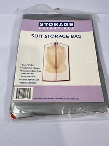 Storage Essentials Plastic SUIT STORAGE BAG Zippered 24" x 36" Grey with Red Zip - Picture 1 of 4