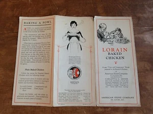 American Stove Company Lorain Baked Chicken VINTAGE 1924 Recipe Brochure - Foto 1 di 2