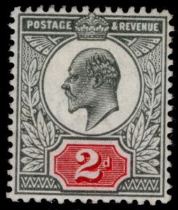 GB EDVII SG292 SPEC M13(4), 2d grey-green & bright carmine, M MINT. Cat £28. - Picture 1 of 1
