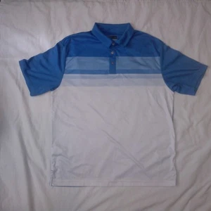 PGA Tour Polo Men's LG Blue& White 100% Polyester Short Sleeve Logo - Picture 1 of 8
