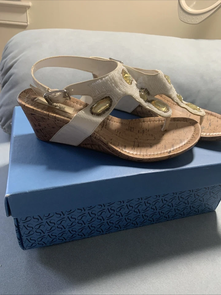 Sandalias Simply Vera blancas de tacón de cuña talla 8,5 Foto 1 de 4