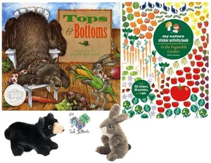 Tops & Bottoms by Janet Stevens, In The Vegetable Garden, Bear & Rabbit Puppets - Picture 1 of 5