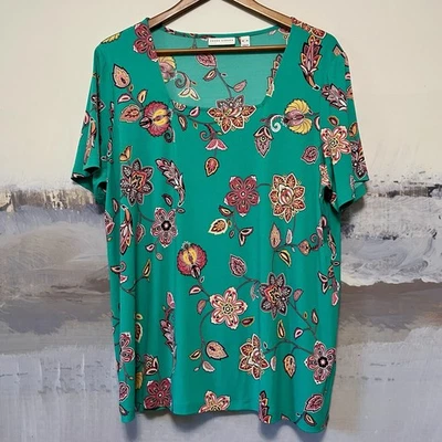 Top túnica SUSAN GRAVER tejido líquido para mujer XL cachemira abstracta floral colorida Foto 1 de 4