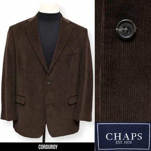CHAPS mens dark brown corduroy 100% COTTON sport coat suit jacket blazer 44 R - Picture 1 of 14