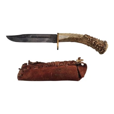 Cuchillo de caza de hoja fija con mango de asta de ciervo Kabar USMC personalizado  Foto 1 de 4