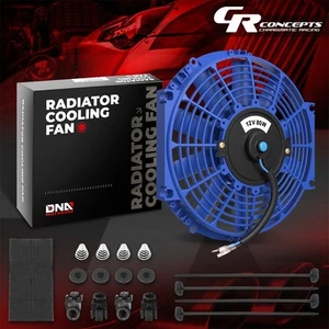 VENTILADOR DE REFRIGERACIÓN RADIADOR ELÉCTRICO UNIVERSAL DELGADO DE 10" PULL/PUSH + KIT DE MONTAJE - AZUL - Imagen 1 de 5