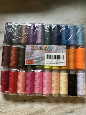 30-Color Polyester Sewing Thread Set 250yd Spools for Hand & Machine Sewing - Image 1 of 4