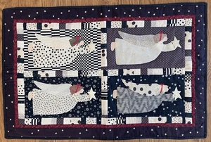 VTG 1992 Debbie Mumm Christmas Spirits Wall Hanging Angels Black Checkered 28x19 - Picture 1 of 22