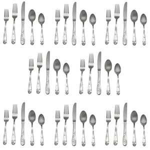 Lenox Poppies on Blue 18/8 Stainless 40pc. Flatware Set (Service for Eight) - Picture 1 of 5